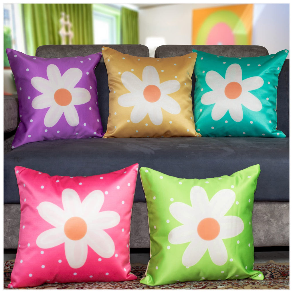 Vendola Rose Satin 250TC Cushion Pillow Covers, Peach, Set of 5 (16X16 Inches, Poppy)