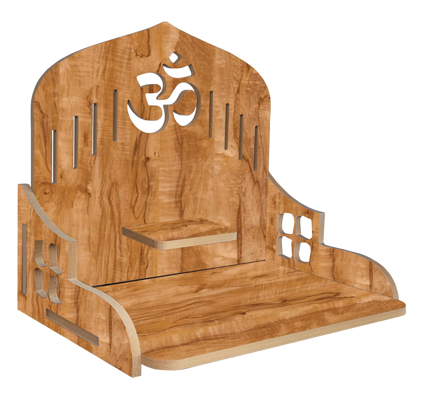 LINGAZ Wall Mounted Wooden Home Pooja Temple Mandir Puja Room Items Stand Office Decor
