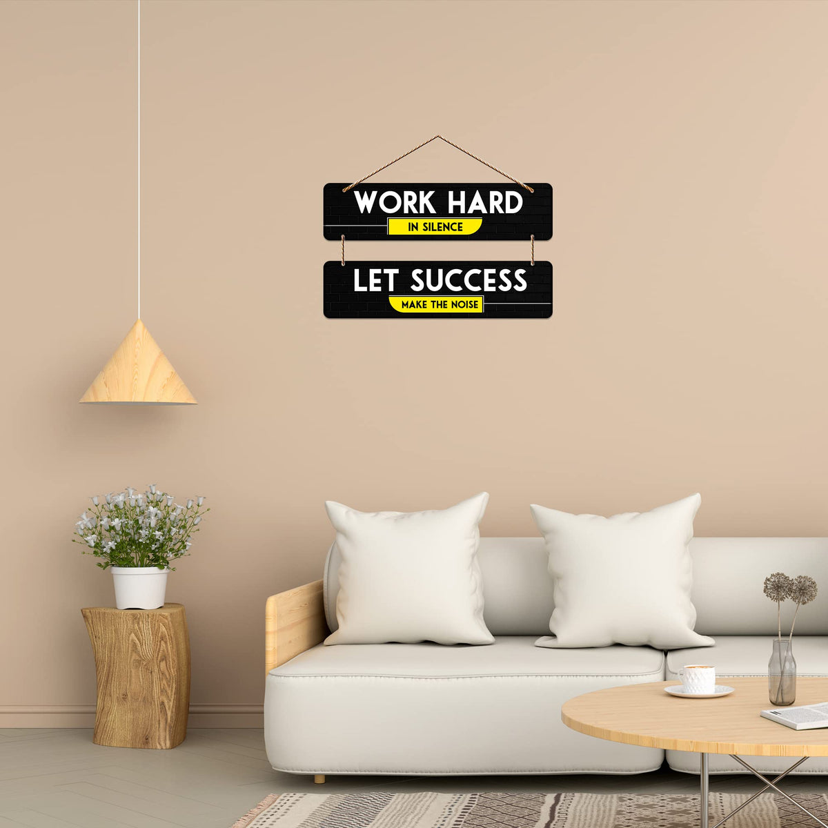 Artvibes Work Hard Motivational Quote MDF Wood Wall Hanger Ornaments | Quotes Decor Item | Motivational Wall Decor | Wall Poster | Graphic Art | Gift Items | Office Wall Decoration Items (WH_5406N)