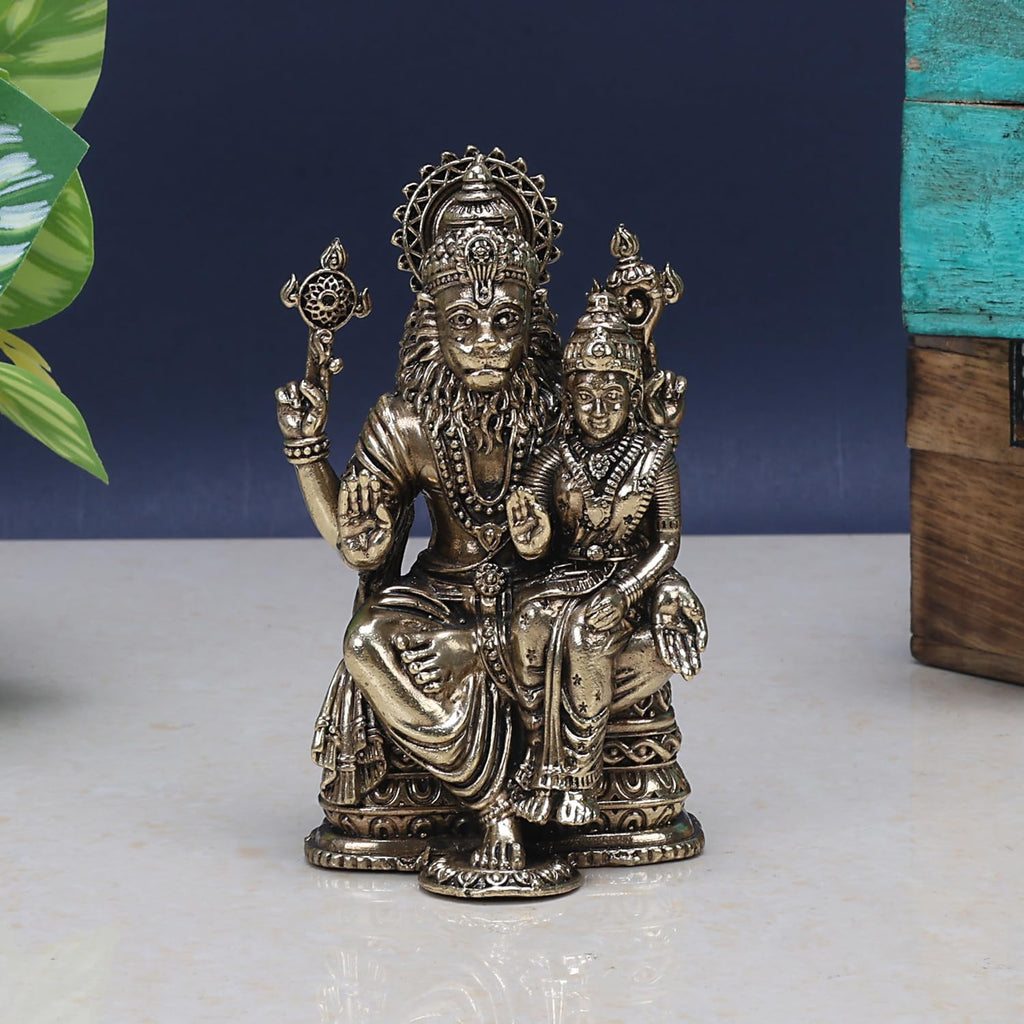 SVARUP Brass Lakshmi Narasimha Statue Narsingh Bhagwan Murti for Home Temple Office Mandir, Pooja Showpiece Height 3 Inch