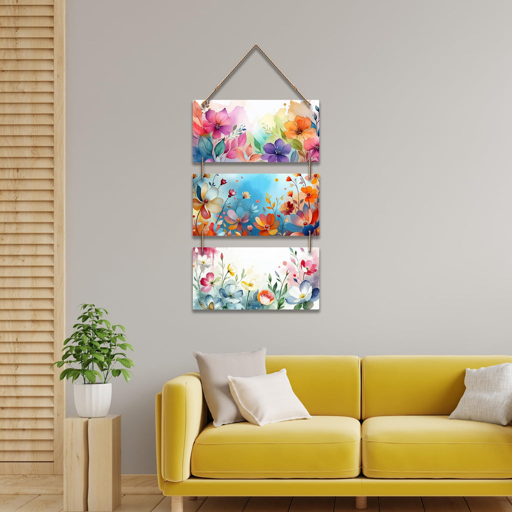 Artvibes Floral Illustration Art Decorative Wall Art MDF Wooden Wall Hanger for Home | Living Room | Office | Wall Art Painting For Hall | Graphic Artwork | Wall Art Print | Unique Gift (WH_9432N)