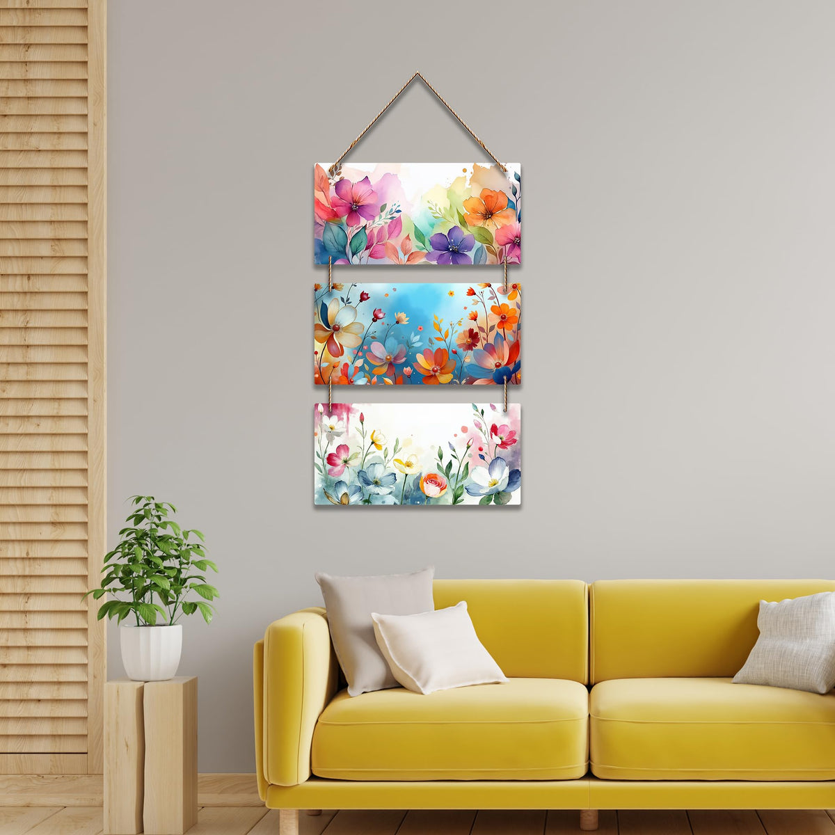 Artvibes Floral Illustration Art Decorative Wall Art MDF Wooden Wall Hanger for Home | Living Room | Office | Wall Art Painting For Hall | Graphic Artwork | Wall Art Print | Unique Gift (WH_9432N)