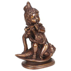 ARTVARKO Brass Krishna Statue Idol Sitting On Conch Shankh with Flute for Blessing Home Decor Pooja Mandir Height 8 Inch