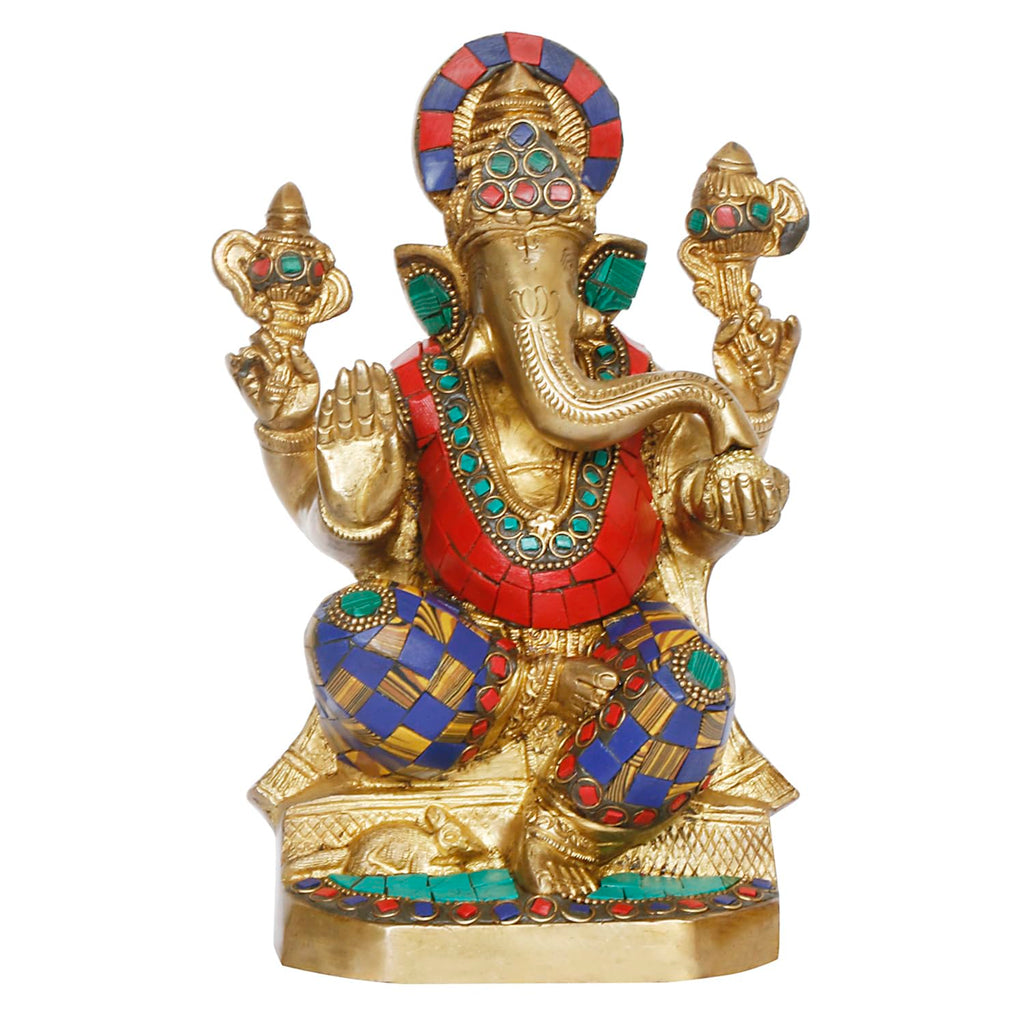 ARTVARKO Lord Ganesha Idol Brass Ganesh Murti Statue Handmade Ganpati Temple Diwali Puja Home Decor Gift 8 Inches