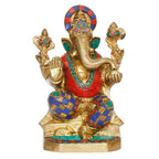 ARTVARKO Lord Ganesha Idol Brass Ganesh Murti Statue Handmade Ganpati Temple Diwali Puja Home Decor Gift 8 Inches