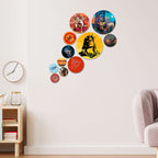 Artvibes Lord Mahadev & Shri Krishna Spiritual Hindu Round Shape MDF Wooden Wall Decor Items | Spiritual Decor Items | Wall Illustrations| Stylish Modern Decor Item | Gift Items (WPS_109N), Set of 11