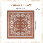 SANNIDHI 3 Pcs Satin Bandanas for Women, Stylish Head Scarf, 70x70cm