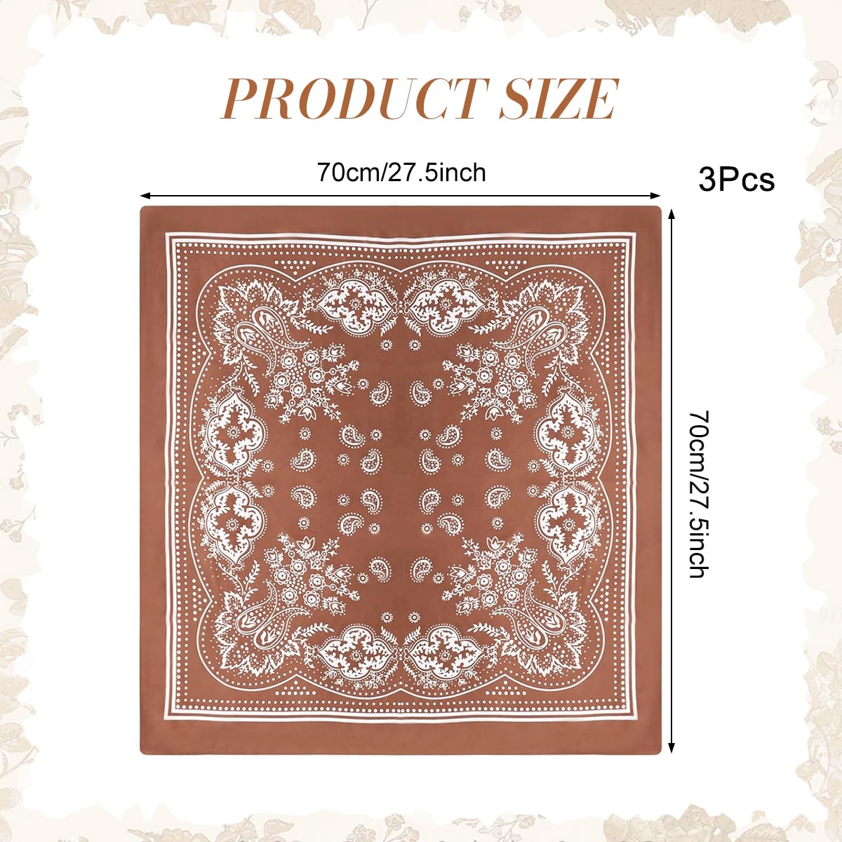 SANNIDHI 3 Pcs Satin Bandanas for Women, Stylish Head Scarf, 70x70cm