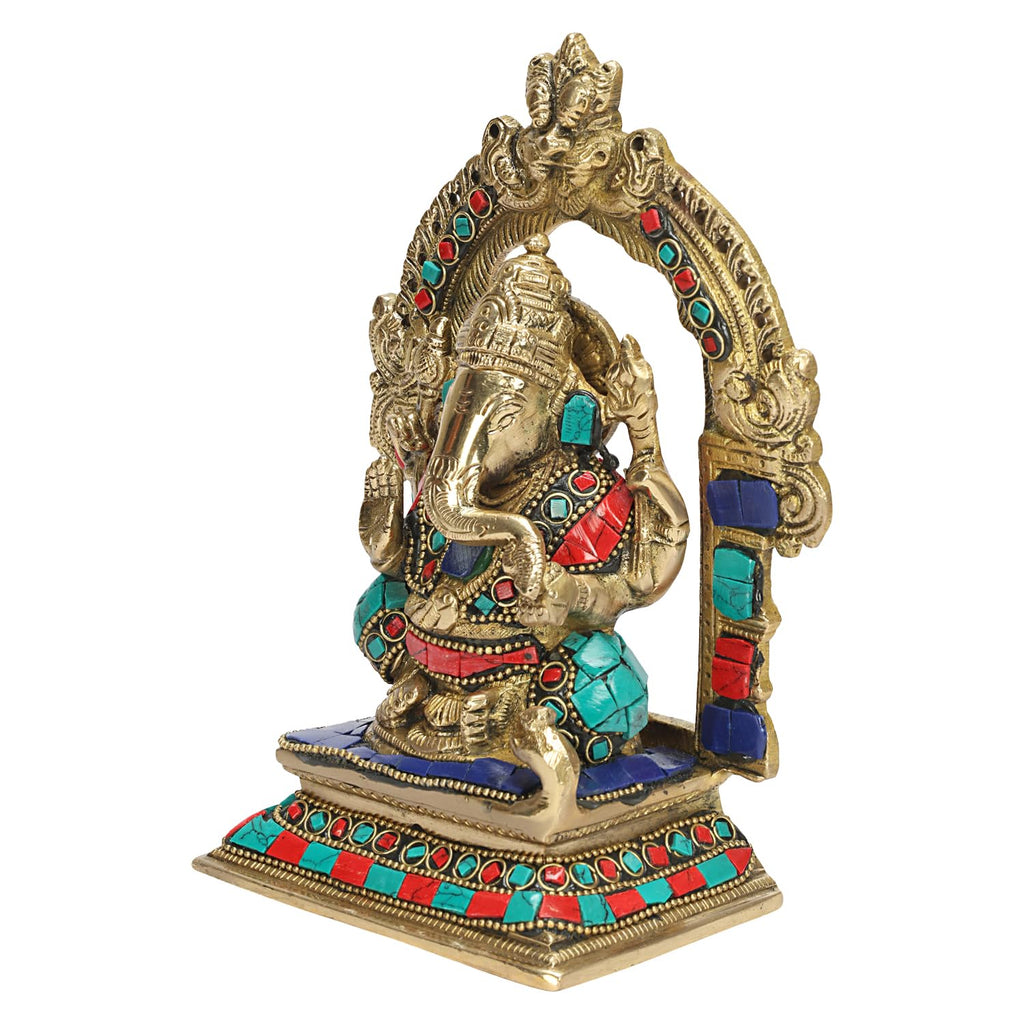 ARTVARKO Brass Ganesha Bhagwan Murti Sitting On Singhasan Ganesh Ganpati for Gift Home Décor Height 7 Inches