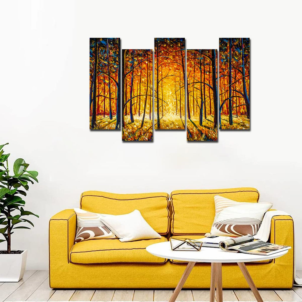VIBECRAFTS 5 Piece Premium Wall Painting For Home|Office|Living Room|Gift (PTVC5Pcs3_7504) (Multi 1)