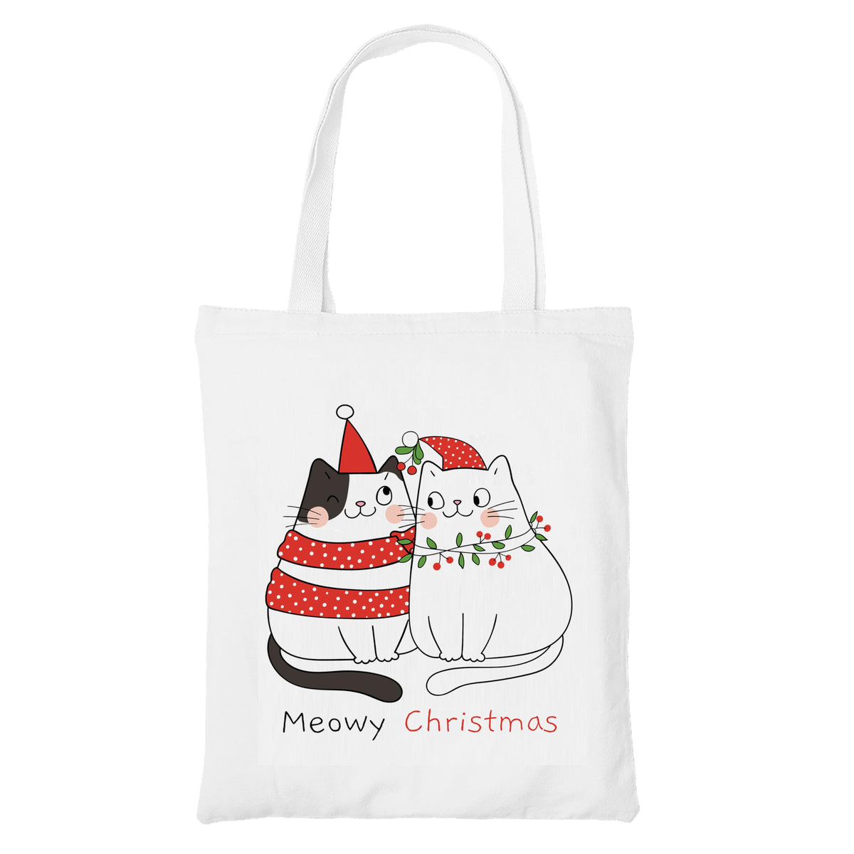 Happu-White Cotton Canvas Tote Bag with Zip | Happy Christmas Festive Print | Reusable, Washable & Eco-Friendly Multi-Purpose Tote for Women & Girls HPK-3441