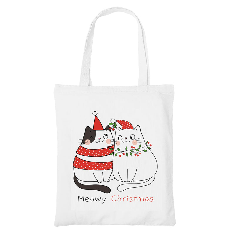 Happu-White Cotton Canvas Tote Bag with Zip | Happy Christmas Festive Print | Reusable, Washable & Eco-Friendly Multi-Purpose Tote for Women & Girls HPK-3441