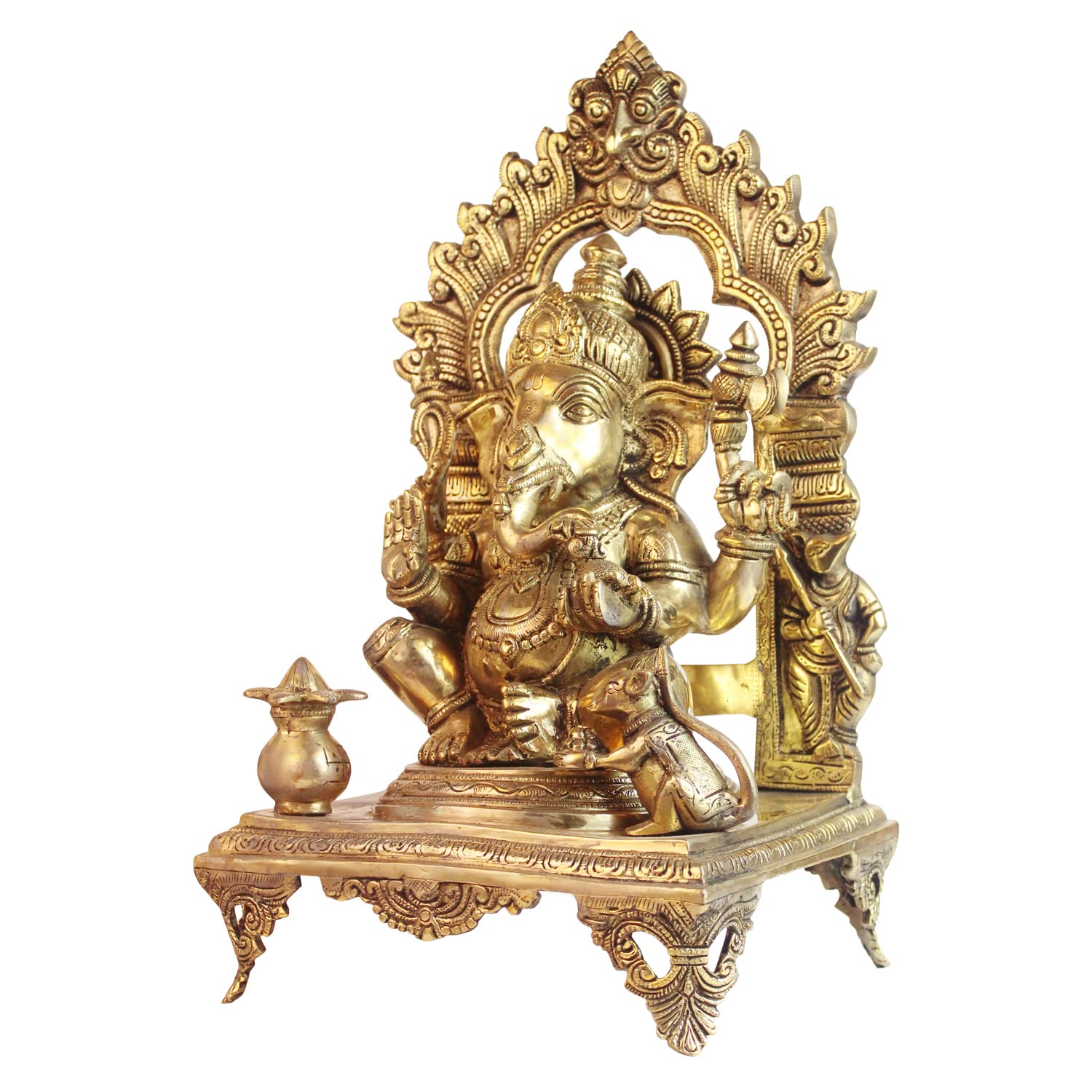 ARTVARKO Big Brass Lord Ganesh Murti Ganesha Idol Ganpati Bhagwan Statue for Home Entrance Good Luck Vastu Decoration Showpiece and Gift Height 18 Inches.