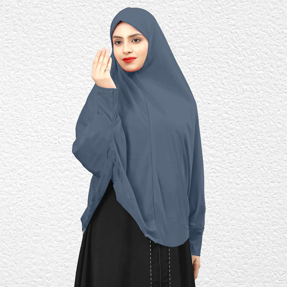 Women’s Modest Khimar Hijab | Full Coverage Long Head Scarf for Namaz, Abaya | Soft Breathable Islamic Hijab for Girls & Women (Grey)