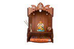 AR ART Engineered Wooden Pooja Temple for Home Mandir Saathiya Design Temple for Home & Office Puja Mandir for Wall Mounted (L-10.50, W-8.25, H-14.25Inch) (Light Brown)