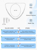 Yellow Chimes Jewellery Set for Women and Girls Traditional American Diamond Jewellery Set | Rhodium Plated AD Necklace Set for Women | Birthday Gift for girls and women Anniversary Gift for Wife ( ‎ YCADNS-24CRYCIR-WH)