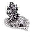Prince Home Decor & Gifts Metal Ganesh Silver Polish Leaf for Home Decor and Gift Purpose(12 x12 x 8 cm)