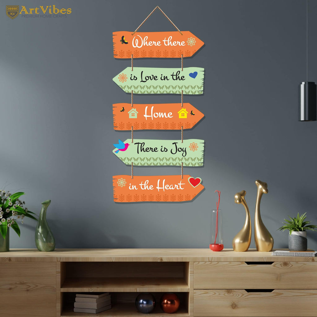 Artvibes Home Quotes Decorative Wall Art Wooden Hanger For Living Room | Bedroom | Gifts | Modern Painting Artworks Hangings For Home Decoration (Wh_7302N) Set Of 5