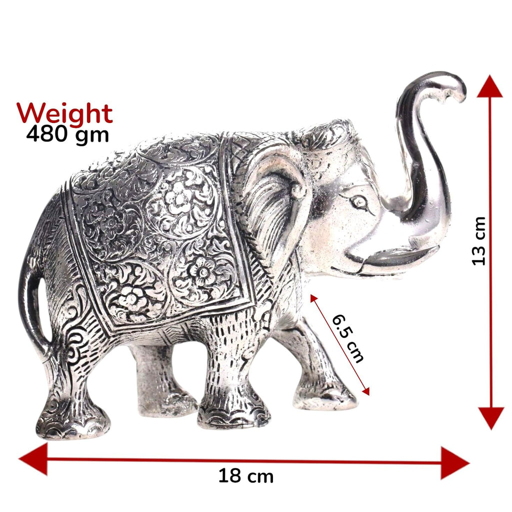 KridayKraft Metal Elephant Silver Color for Showpiece Enhance Your Home,Office & Table and Gift for Have House Warming Anniversaries, Birthday..