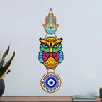 Artvibes Owl Evil Eye Nazar Protection Wall Hanging for Home Entrance | Decorative MDF Vastu Wall Art | Lucky Charm Decor for Bedroom | Living Room | Balcony | Office & Main Door (WH_8522N)