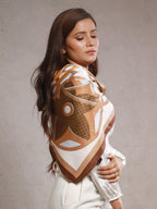 CrossKulture Printed Poly Silken feel Scarf Stole for Women | Stylish, Soft, & Lightweight | Satin Feel Neck Scarf, Hair Scarf, Head Scarf for Women | Square Silk Stole for Handbag (Color16)