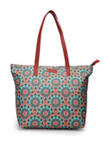 Aquatan Women’s Orange & Green Floral Nouveau Canvas Tote – Handcrafted Side Tote Bag for College, Travel & Office Use
