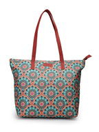 Aquatan Women’s Orange & Green Floral Nouveau Canvas Tote – Handcrafted Side Tote Bag for College, Travel & Office Use