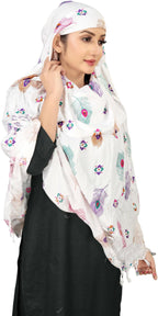 Sclout Soft Cotton Breathable Sun Protection Scarf For Women | Scarf Cum Mask | Universal Size | For Girl & Women | Light Weight (Feather - White)