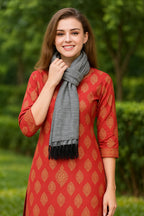 FWC Fill With Colours Female Stole/Scarf For Girl/Ladies Colour- Grey Soft Viscose Cotton Blend Ethnic Pattern Solid Scarves Pack Of 1 ST-32