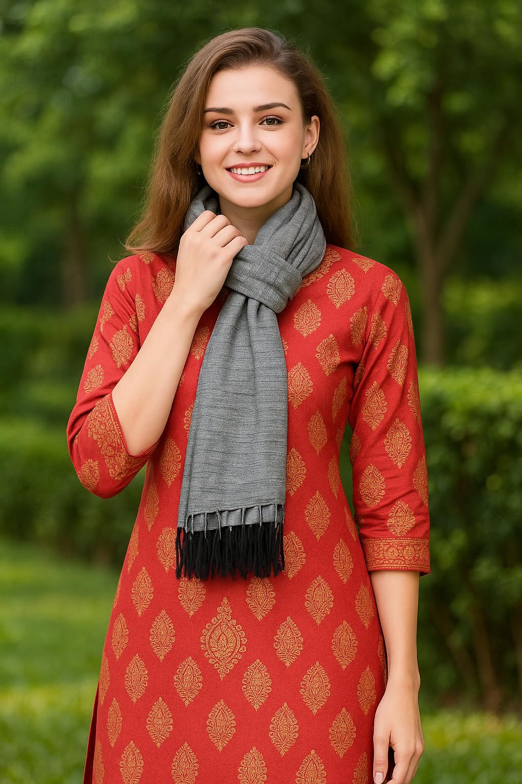 FWC Fill With Colours Female Stole/Scarf For Girl/Ladies Colour- Grey Soft Viscose Cotton Blend Ethnic Pattern Solid Scarves Pack Of 1 ST-32