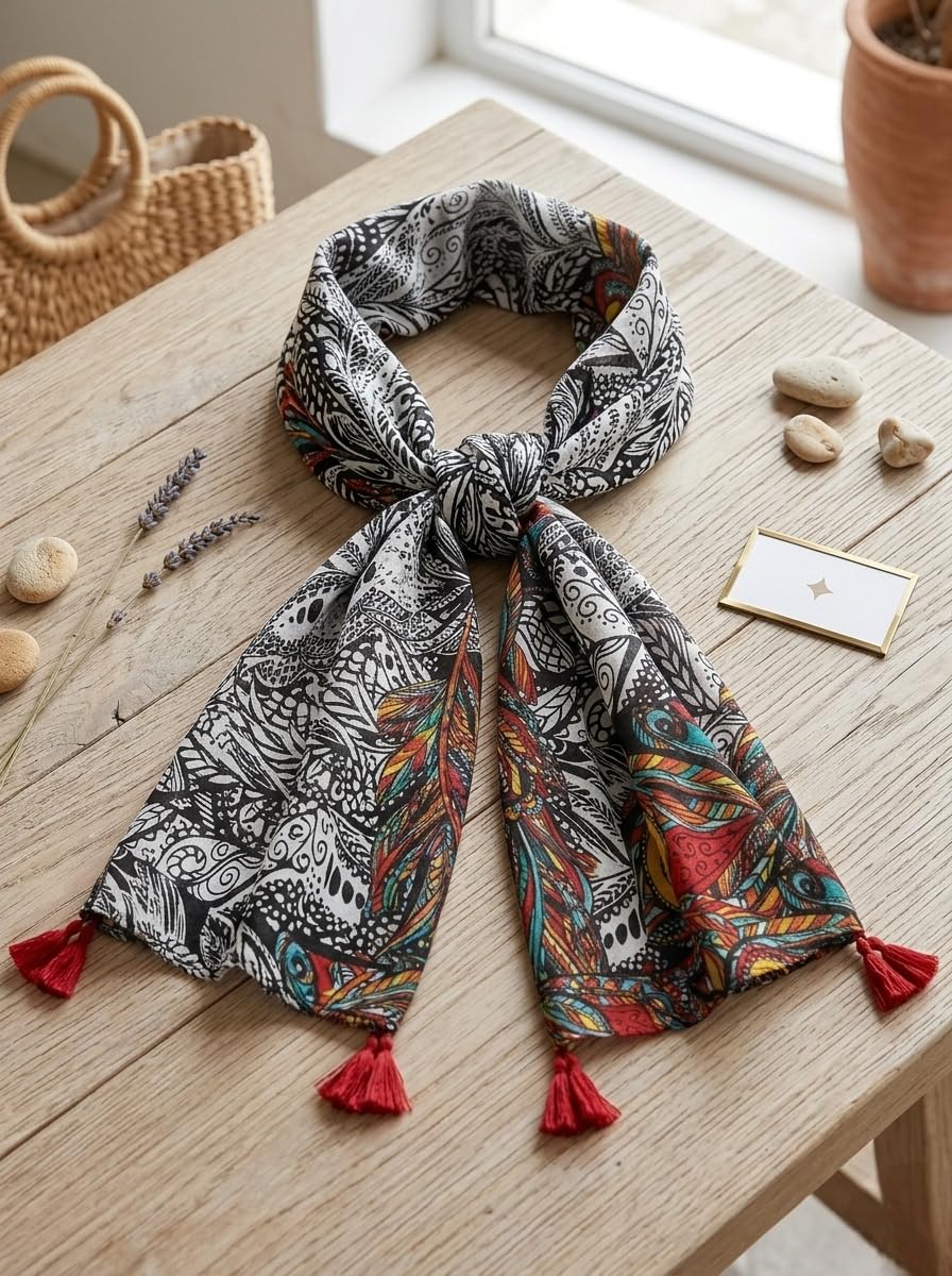 VASABA Women's Stylish Elegant Summer Cotton Stole/Scarf/Scarves with Multicolor Floral Pattern