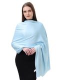 EH Pashmina scarf for women, twill weave, thick, solid color wraps, all weather, large, warm, very soft pashmina feel scarves (BABY BLUE)