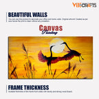 VIBECRAFTS Canvas Paintings for Living Room Drawing Room Canvas Wall Painting of Flamingos Pair Flying in Sunset for Home|Office|Gift(PTVCH_2396NV)(48 x 24 Inches)