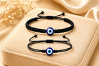 Handmade Evil Eye Bracelet Set of 4 | Black Thread Adjustable Bracelets for Women, Men, Girls & Boys | 6 mm Nazar Charm Protection Wristband