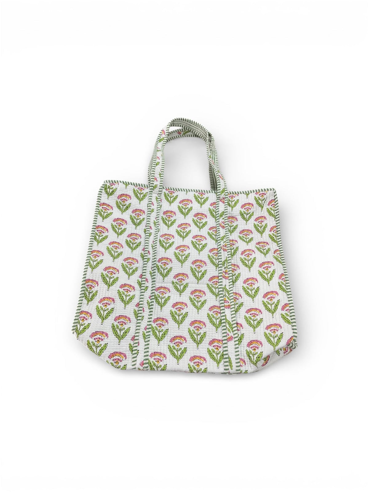 Mohinii Large Quilted Cotton Tote Bag with Zipper Closure - Floral Print Reusable Shopping Bag, Sturdy Handles, Eco-Friendly 18 * 18 inch