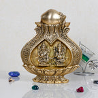 ARTVARKO Brass Laxmi Ganesh Carving Mangal Kalash Ganesha Wall Hanging Table Decor for Gift Pooja Temple and Home Decorative Items Size 9 Inch