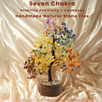 Swanery Seven Chakra Gemston Tree of Life, Positive Energy, Feng Shui Decor, Bonsai, Crystals and Healing Stones, Money Tree, Room Decor Stone, Healing Crystals (Chakra Tree)