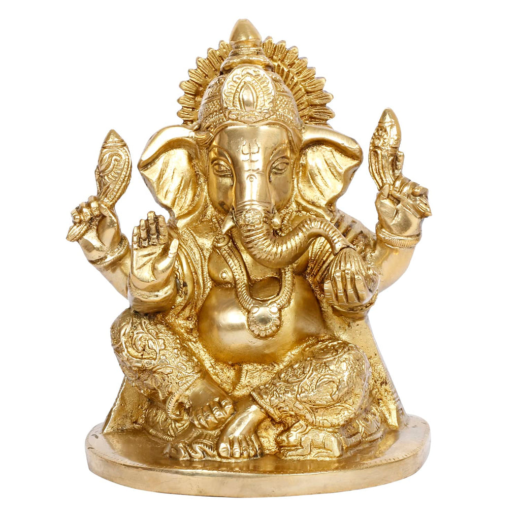 SVARUP Brass Ganesh Bhagwan Idol Ganesha Statue Ganpati Murti for Home Entrance Decor Diwali Gift 7 Inch