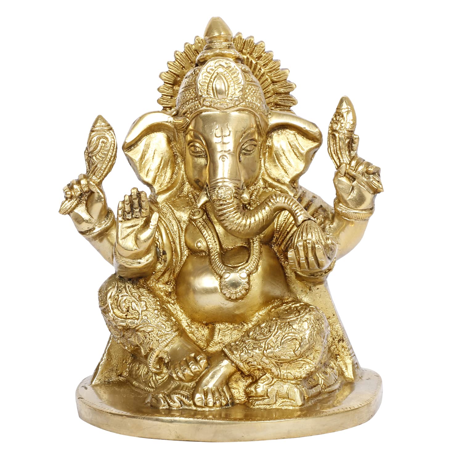 SVARUP Brass Ganesh Bhagwan Idol Ganesha Statue Ganpati Murti for Home Entrance Decor Diwali Gift 7 Inch