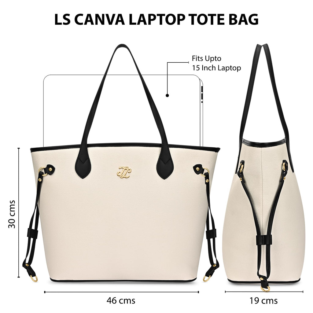 Lavie Signature Women's Canva 15 Inch Laptop Tote Handbag | Tote Bag for Work | Ladies purse | Stylish Shoulder Bag | Gift for Women