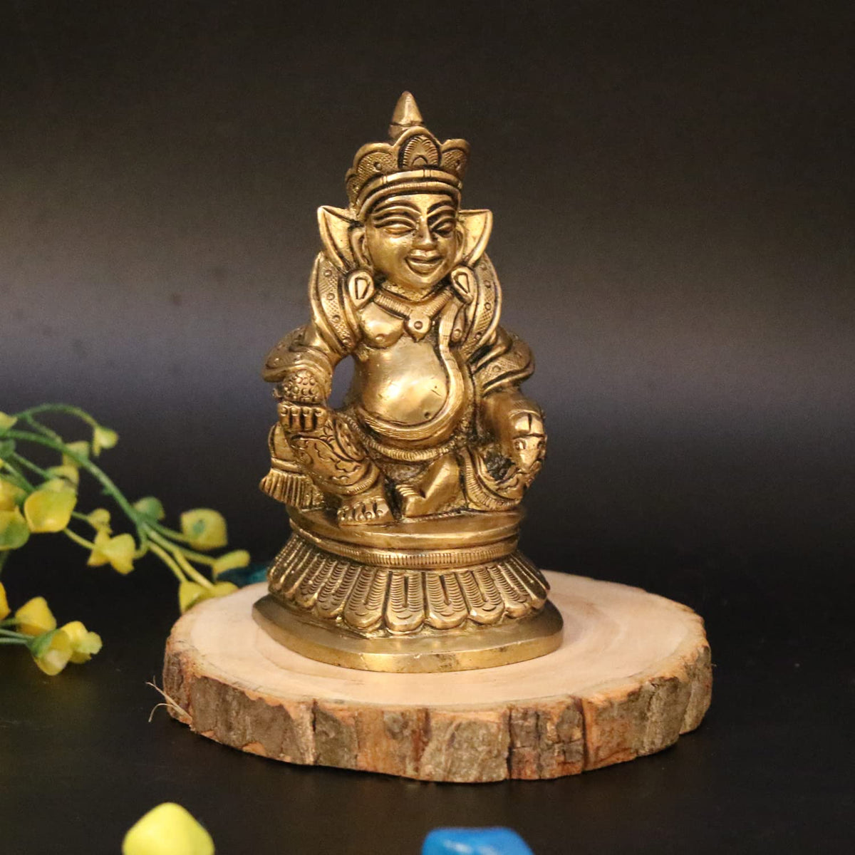 ARTVARKO™ Brass Lord of Treasure Wealth Maharaj Kuber Murti Statue for Tijori Locker Money Safe Kubera Idol for Maha Dosh Nivaran Prosperity Home Décor Height 4.5 Inch
