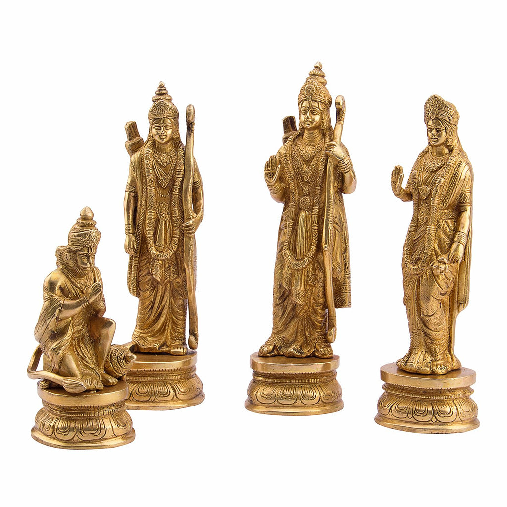 SVARUP Brass Lord Rama Family Ram Darbar Ram, Sita, Laxman, Hanuman for Home Office Pooja Decor Gift Decor 9 Inch