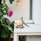 KridayKraft Aluminium Parrot Diya (Silver)
