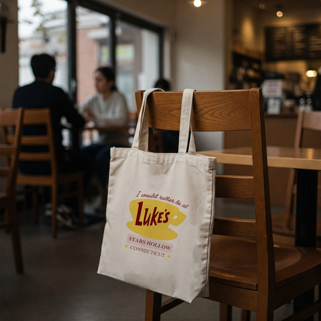 THE UMBRELLA STORE Luke's Tote Bag Gilmore Girls Merch Cotton Hand bag with Zipper for Shopping, Office & Daily Use Spacious & Eco-Friendly