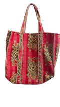 HARUSHA Beautiful Premium Cotton Printed Reversible Tote Bag Grocery Shopping Bag Travel Bags 18x15x5.5 Inch (RED)