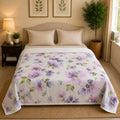 Linen Home Reversible Dohar Double Size Floral Purple & White Kafalo