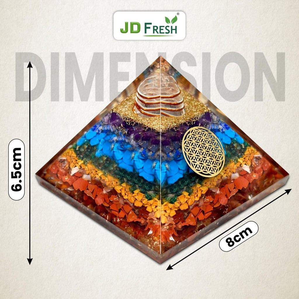 JD FRESH Original 7 Chakra Crystal Laxmi Pyramid Vastu for Home for Good Luck/Money & Wealth/Spiritual Gift/Showpiece for Living Room/Home Décor