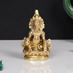 ARTVARKO Brass Kuber Murti Lord of Treasure Wealth Maharaj Kuber Statue for Tijori Locker Money Safe Kubera Idol 3 Inch Gold