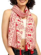 KE KANHA EXPORTS Cotton Scarf with Tassels|Scarf for Women Stylish|Stole for Women|Breathable Boho Beach Summer Wrap|Multicolor Scarf|Easily Fits 180 * 50 CM