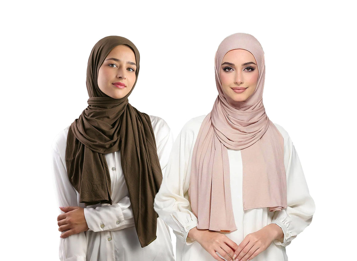 ICW Women's UV Protection Light Weight Jersey Cotton Summer Scarf Stoles Shawl head scarves for girls Dn03 (Pack of 2) (COLOUR4)